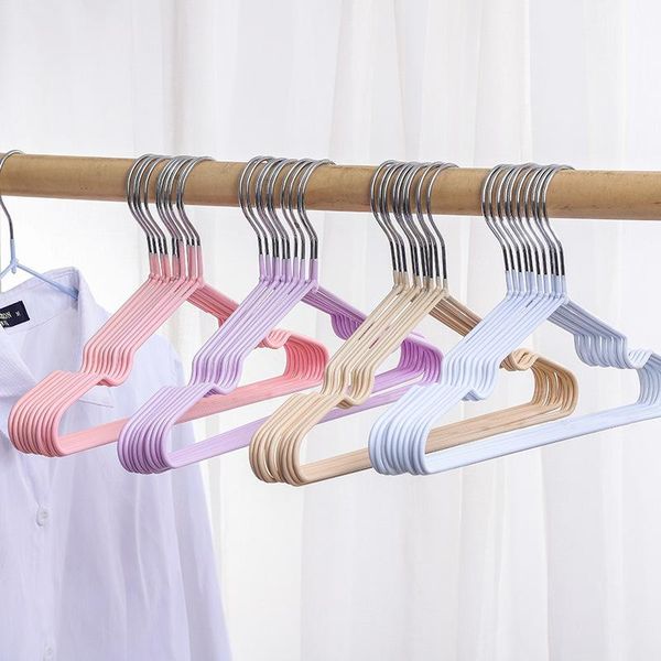 

hangers & racks 10pcs colorful solid metal clothes rack closet organizer household hanger for pants coat storage drop