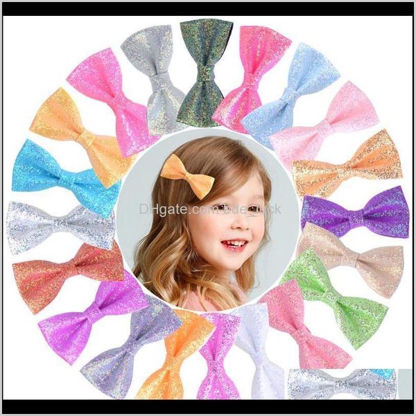 

baby, kids & maternity2dot7inch solid glitter hair bows with clip handmade barrette boutique baby girls headwear aessories drop delivery 202, Slivery;white