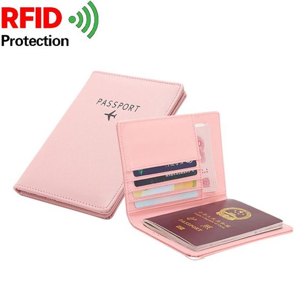 

card holders rfid women leather passport cover russia holder organizer travel wallet for girls man'sticket case men id purse, Brown;gray