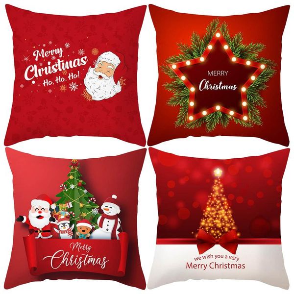 

pillow case 4pc christmas series pillowcases washable non-fading sofa cushions personalized home decoration office rest