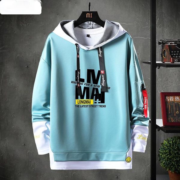 

men's hoodies & sweatshirts cool patchwork sweatshirt men hip hop long sleeve pullover male contrast color streetwear brand, Black