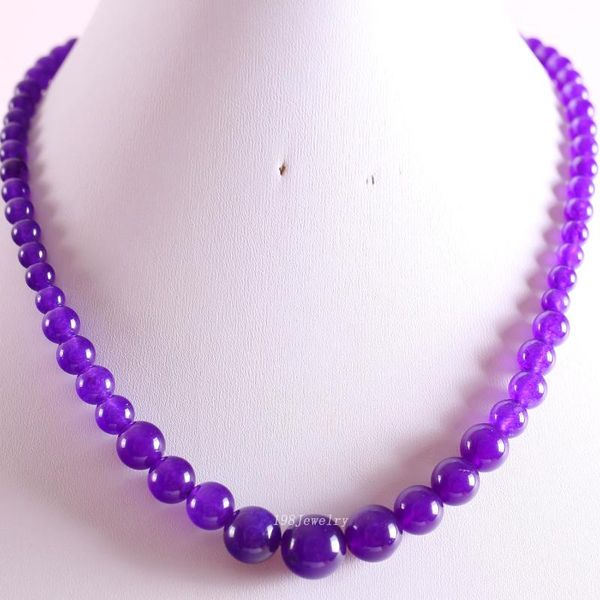 

pendant necklaces 6-14mm handmade beaded necklace natural stone round purple crystal quartz for women jewelry gift e004, Silver