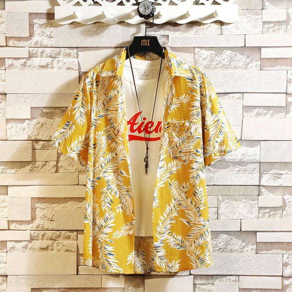 

men's casual shirts shirthawaiian beach floral shirt summer tropical short loose large plant print half sleeve inch 0u1h, White;black