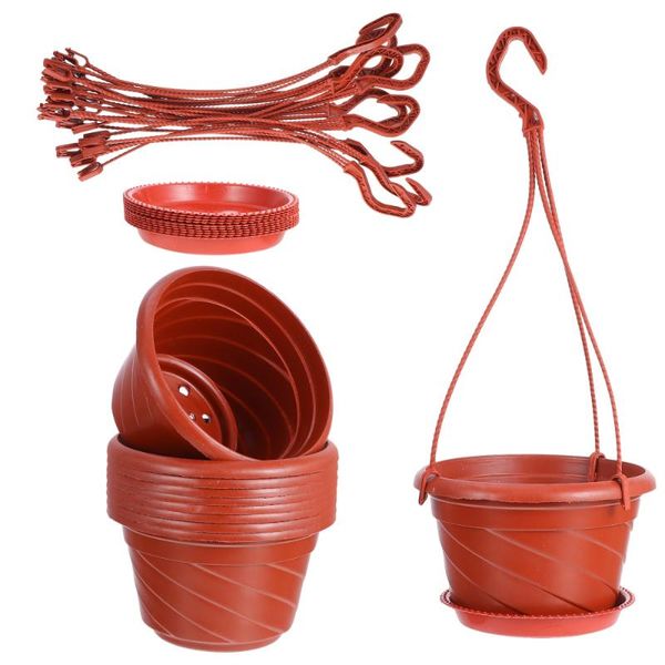 

planters & pots 10 sets hanging garden planter practical plant holder flower container (red)