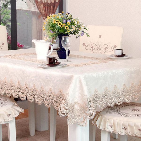 

table cloth floral lace edge rectangular round cutwork embroidered polyester dining wedding tablecloth toalha de mesa