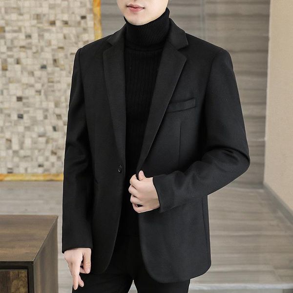 

men's suits & blazers men blazer slim fit 2021 autumn winter casual suit korean style man fashionable wool, White;black