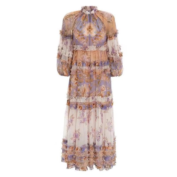 

milan runway dresses 2022 spring summer ruffled lantern sleeve women's designer dress brand same style clothing 1210-1, Black