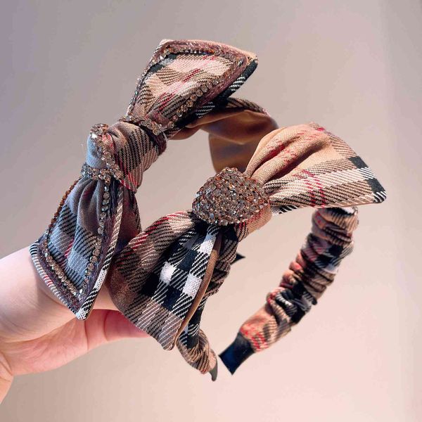 

barrettes hairpin korean version east gate ~ ins temperament girlish style b home lattice bow full diamond hair hoop jewelry female, Golden;silver