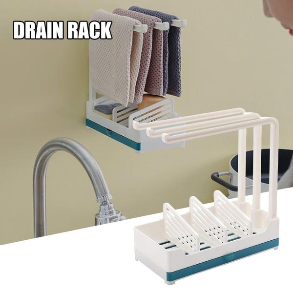 

hooks & rails kitchen multifunctional multi-layer sink shelf countercleaning drain rack l rag sponge wipe wall-mounted storage