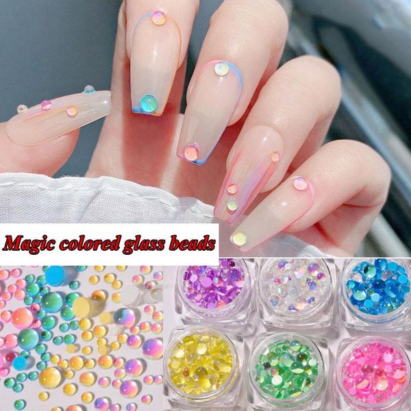 

nail art decorations mixed size 3d ab rhinestones mermaid manicure diy decoration crystal beads flatback stones, Silver;gold