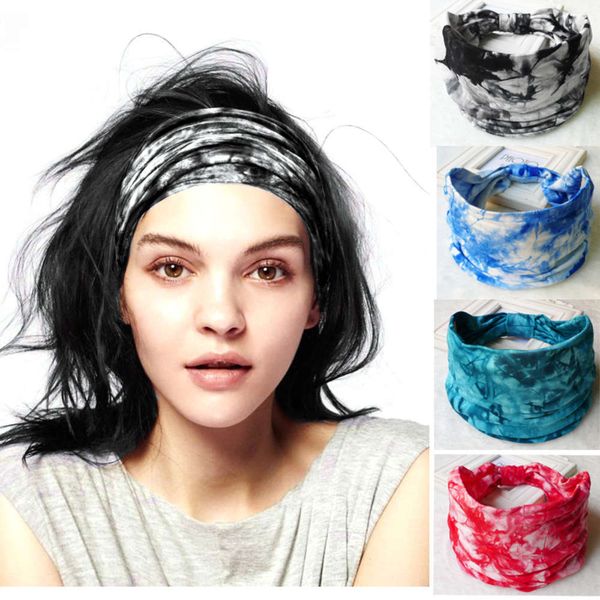 

dyed yoga hairband wide elastic cotton sweat absorbing headband, Black;brown