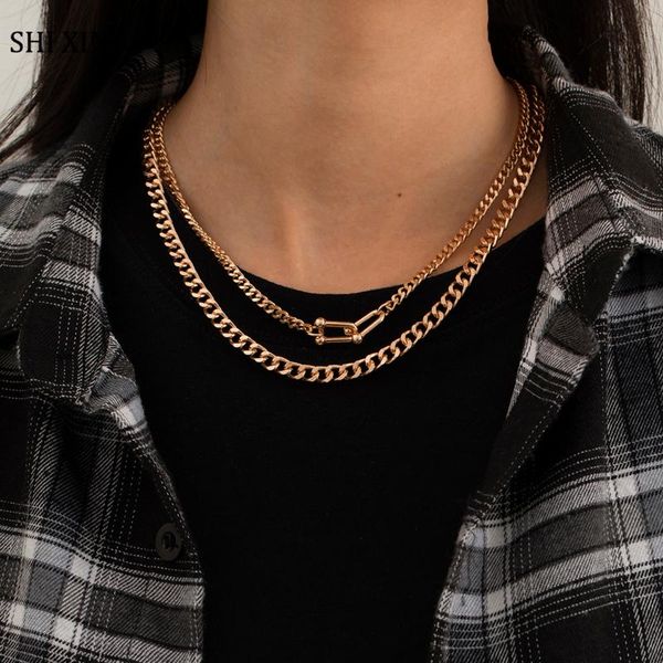 

chains shixin fashion goth pendant necklace for men/women hip hop layered kpop collar on neck 2021 jewelry gift, Silver