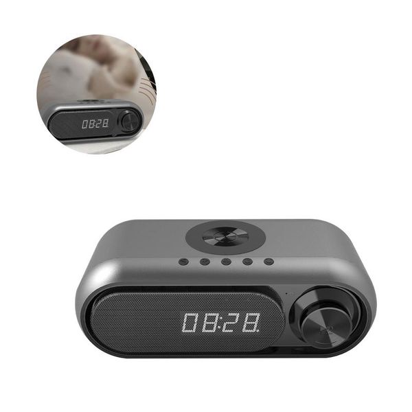 

mini speakers digital alarm clock bluetooth speaker fm radio 5w stereo bedside wireless for bedroom sleep timer