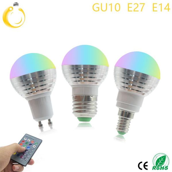 

bulbs 5w rgb led spot light bulb 110v 220v 85-265v e27 e14 16 color dimmable magic holiday lighting+remote control
