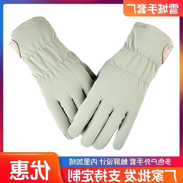 

gloves female winter plush thick warm autumn outdoor driving skiing touch screen gloves multicolor, Black