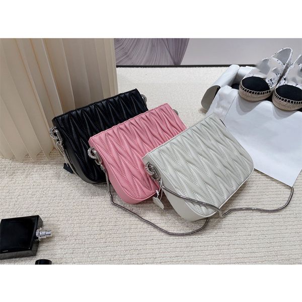 

2021 sister zhang high-end simple commuter pleated crystal chain lady's bag luxuryss designerss yw