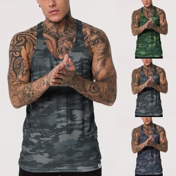 

casual men gym tank military bodybuilding sleeveless mens vest camouflage clothing sport male veste debardeur homme g30, White;black