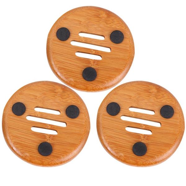 

soap dishes 3pcs bamboo dish round hallow holder bathroom container