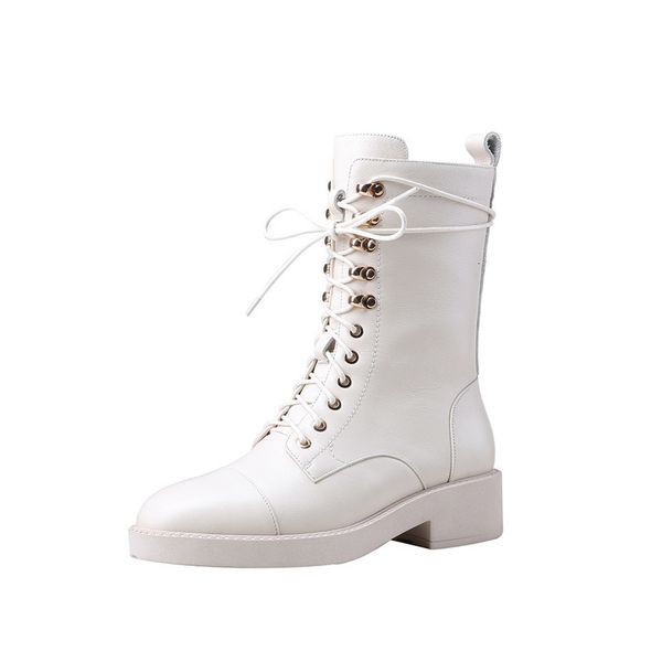 

asumer er genuine leather roundfoot toe snug boots women's shoes, Black