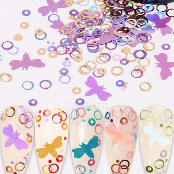 

jar mix shapes nail glitter colorful holo round circle bee-shape sequins arylic art paillette decorations slice manicure1, Silver;gold