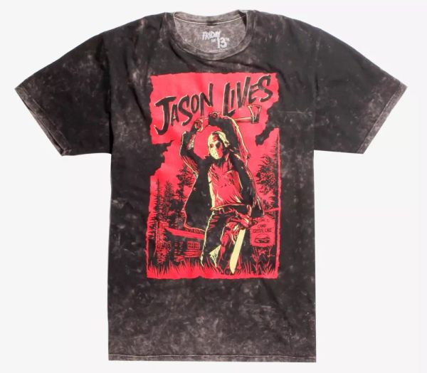 

friday the 13th jason lives acid wash t-shirt new authentic & official, White;black