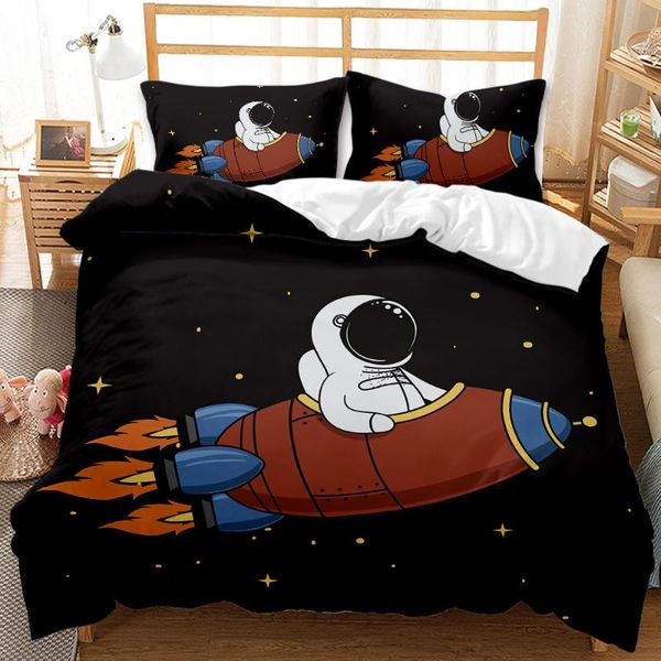 

print cartoon astronaut planet comforter cover set kids teens boys duvet bedding quilt droppshiping sets