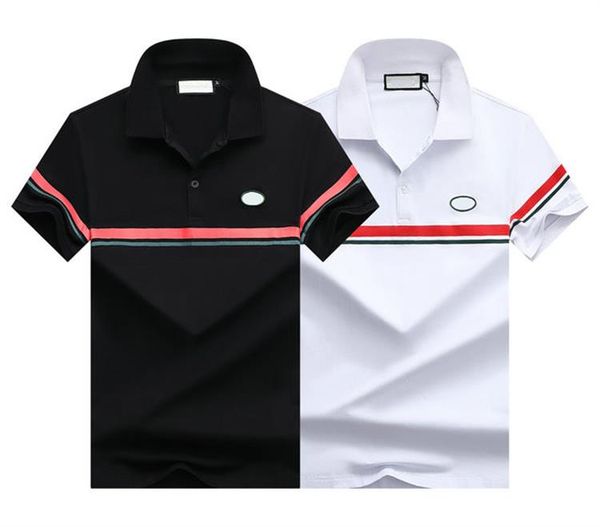 

2021 business casual polo t-shirt men's cuff stripe slim society fashion play shirt multi-color size m-3xl#hsc25, White;black