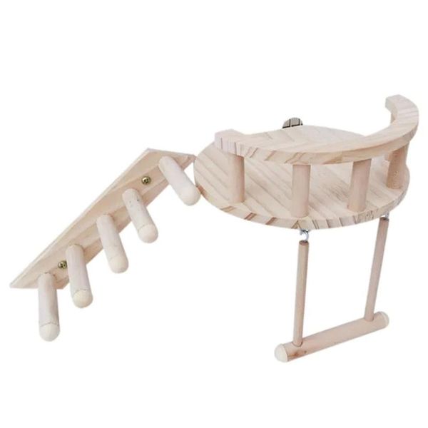 

small animal supplies hamster wooden platform pet cage fence play stand climbing ladder swing toy for parrot perch