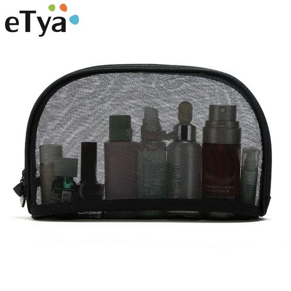 

storage bags transparent lace black mesh cosmetic bag wash