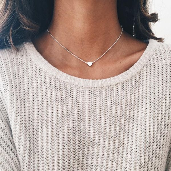 

chokers 2021 love short necklace female clavicle chain necklaces fashion sweet neck heart choker women valentine's day gift girl jewelr, Golden;silver