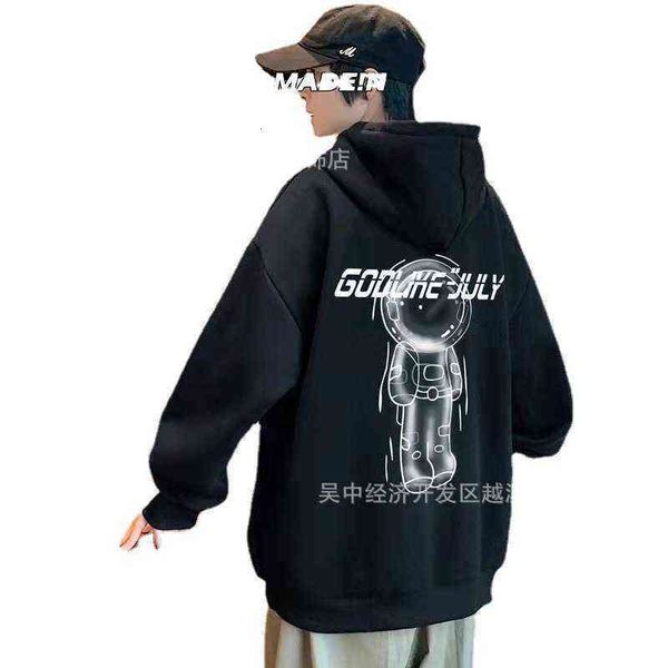 

2021ss early autumn guochaobiao size overseas limited hooded girlfriends couple long sleeve sweater, Black