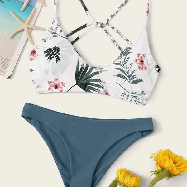 

2021 women' new split printed swimsuit, Pink