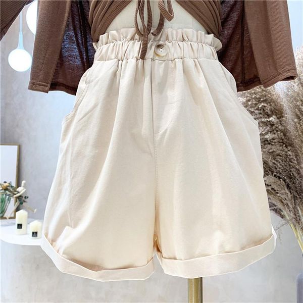 

women's shorts niche design clothing summer 2021 fashion sense high waist straight casual loose wide leg a-line pants, White;black