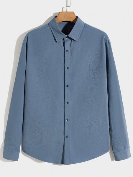 

men solid button front shirt k6d7#, White;black