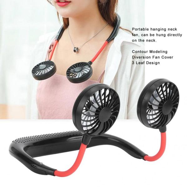 

electric fans portable mini hands-neck hanging fan usb rechargeable for outdoor camping traveling tool