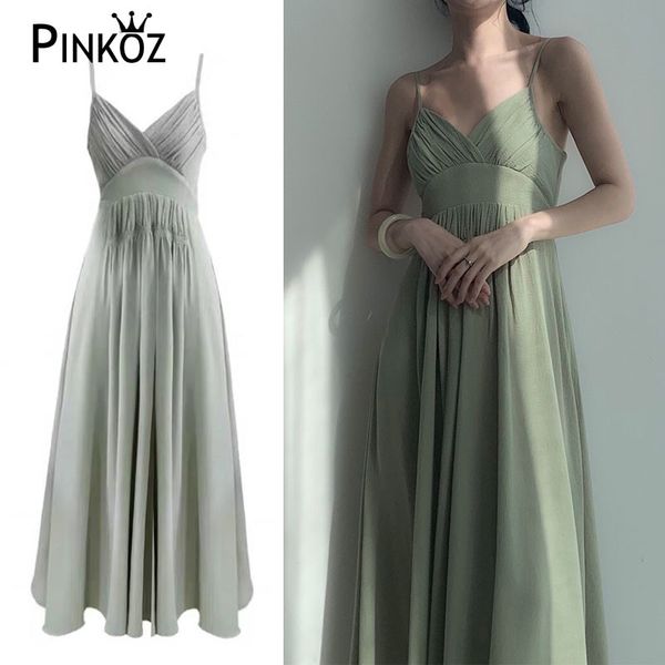 estate spiaggia maxi vestito spaghetti starp verde casual sexy donne abiti da vacanza moda dolce ragazza mujer femme veste 210421