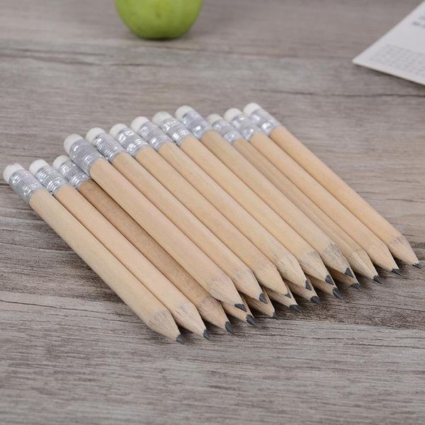 

mini size simple wood pencil with eraser log short for kids and children pencils