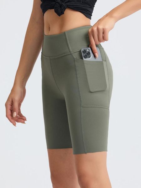 

women's pants & capris women brushed workout shorts with side pockets medium rise running fitness backwaist pocket, Black;white