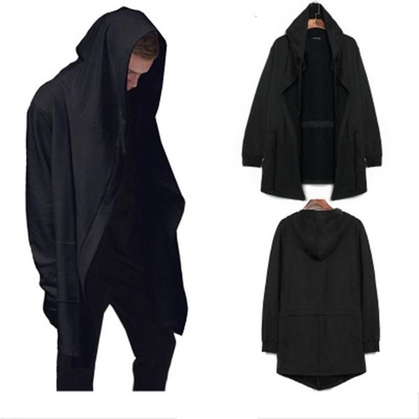 

men's & mens hip hop hoodies sweatshirts men black mantle cloak hooded gown jacket long sleeve coat streetwear hoodie plus size 3xl1 60