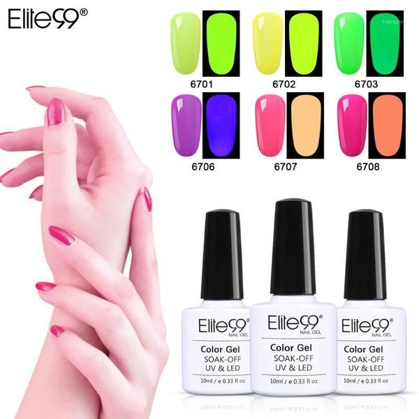 

elite99 10ml night glow gel nail polish soak off shiny uv varnish neon vernis semi permanent in the dark1, Red;pink