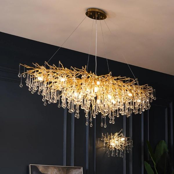 

chandeliers modern luxury crystal gold luster hanging lamp for living room hall el restaurant loft chandelier indoor lighting