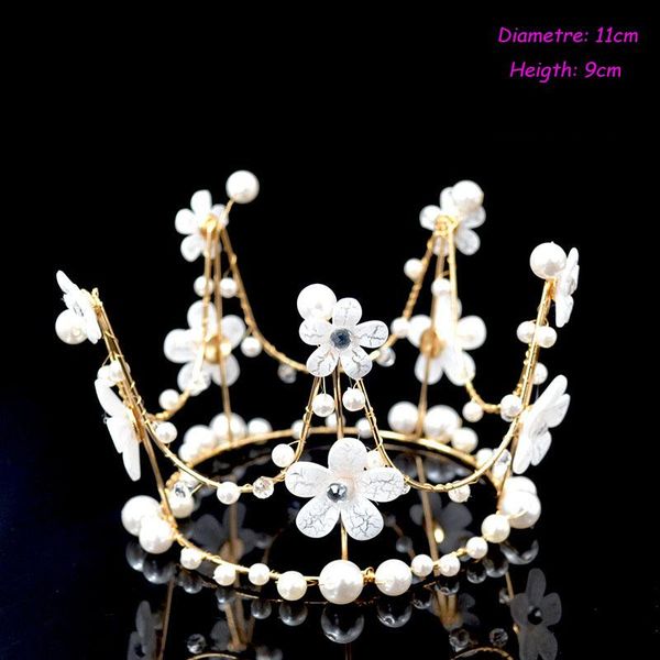 

hair clips & barrettes round birthday cake crown girls' pearl tiaras and for decoration handmade headdress baking dress up ornaments, Golden;silver