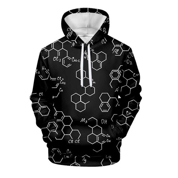 

men's hoodies & sweatshirts hooded streetwear 3d printing-mathematical formula series creative casual trendy sweater funny math logisti, Black