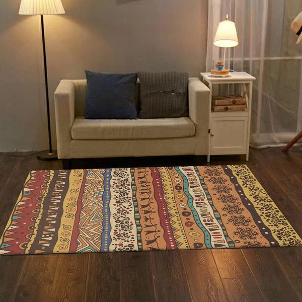 

red brown orange yellow abstract geometric tribal ethnic style living room bedroom kitchen bedside carpet floor mats carpets
