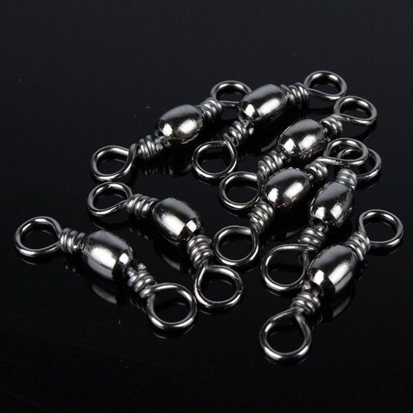 

100pcs ball bearing swivel solid rings fish connector round 8 shape eye rolling swivels rig sea carp fishing tools #6 hooks