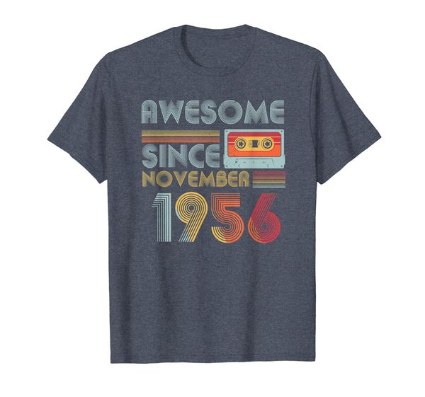 

awesome since november 1956 vintage 63 years old tshirt, White;black