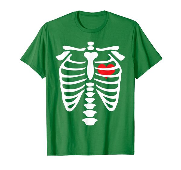 

skeleton rib cage heart - men women t shirt, White;black
