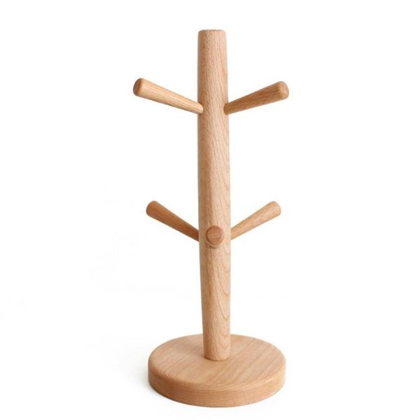 

hooks & rails cute tree shape wooden coffee tea cup holder practical mug drying cups storage rack drinkware shelf
