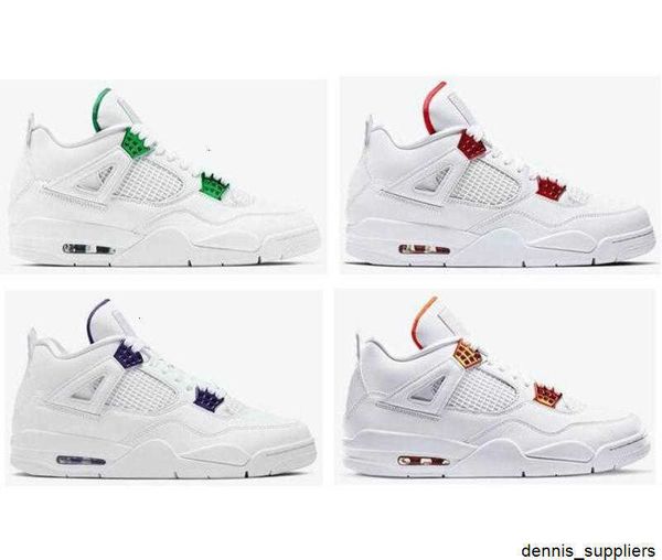 

new 4 metallic pack court purple pine green university red orange metallic pure money basketball shoes men 4s sneakers with box