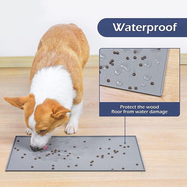 

kennels & pens 2 pack pet feeding mat food non slip for eat dogs and cats 18.5 inchx11.8 inch